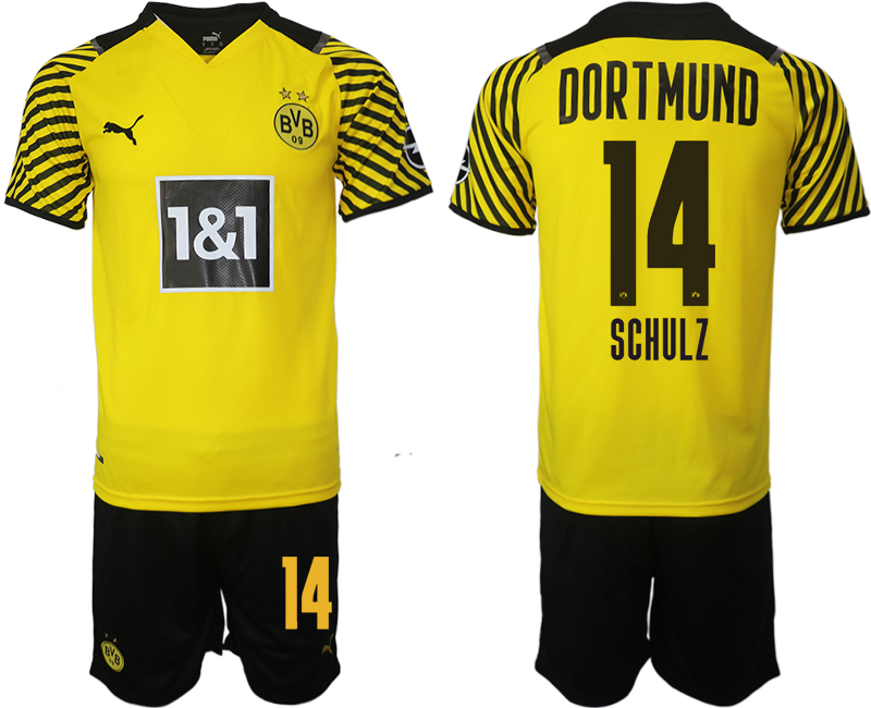 Men 2021-2022 Club Borussia Dortmund home #14 yellow Soccer Jersey